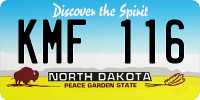 ND license plate KMF116
