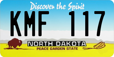ND license plate KMF117