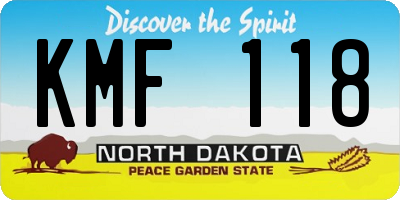 ND license plate KMF118
