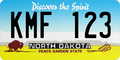 ND license plate KMF123