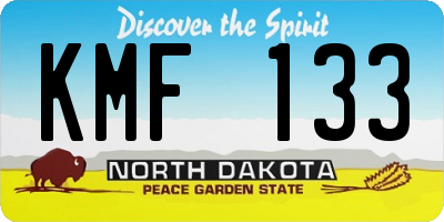 ND license plate KMF133