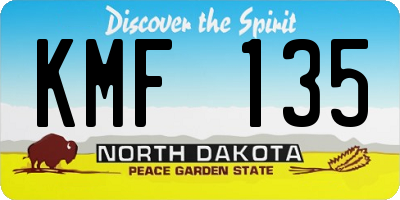 ND license plate KMF135
