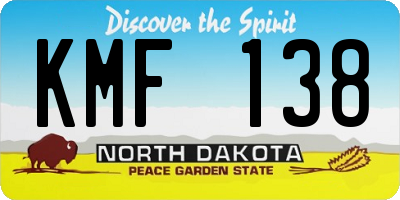 ND license plate KMF138