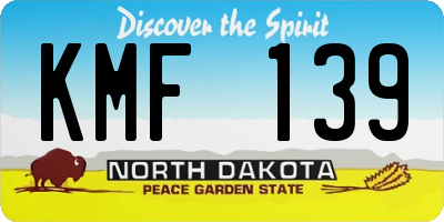 ND license plate KMF139