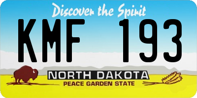 ND license plate KMF193