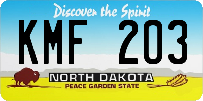 ND license plate KMF203