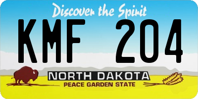ND license plate KMF204