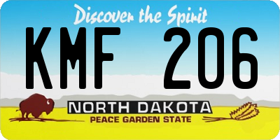 ND license plate KMF206
