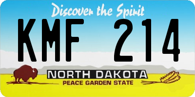 ND license plate KMF214