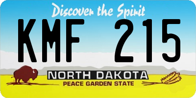 ND license plate KMF215