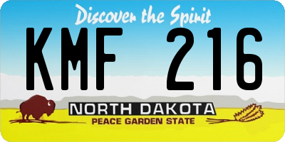 ND license plate KMF216