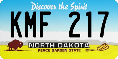 ND license plate KMF217