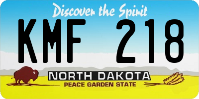 ND license plate KMF218