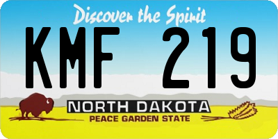 ND license plate KMF219