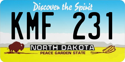 ND license plate KMF231