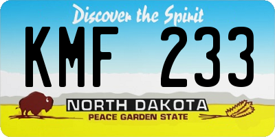 ND license plate KMF233