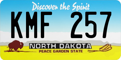 ND license plate KMF257