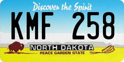 ND license plate KMF258