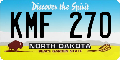 ND license plate KMF270