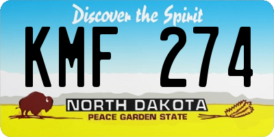 ND license plate KMF274