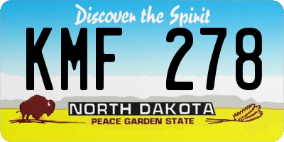ND license plate KMF278