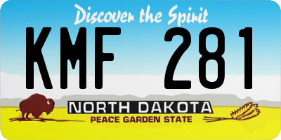 ND license plate KMF281
