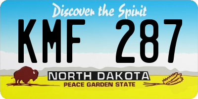 ND license plate KMF287