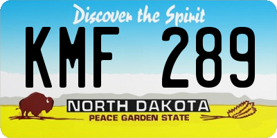 ND license plate KMF289