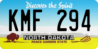 ND license plate KMF294