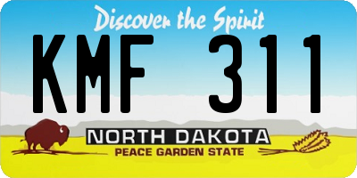 ND license plate KMF311