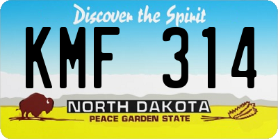 ND license plate KMF314
