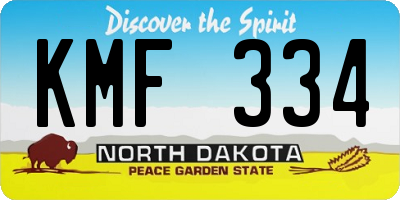 ND license plate KMF334