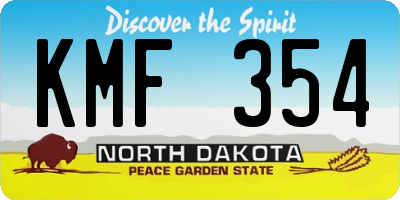 ND license plate KMF354