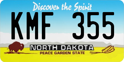 ND license plate KMF355