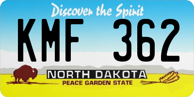ND license plate KMF362