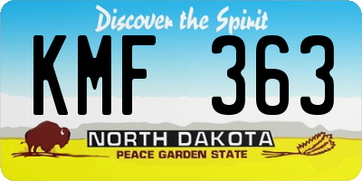 ND license plate KMF363