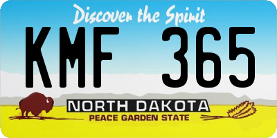 ND license plate KMF365