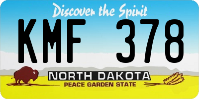 ND license plate KMF378
