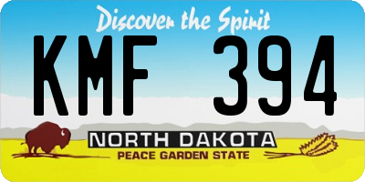 ND license plate KMF394