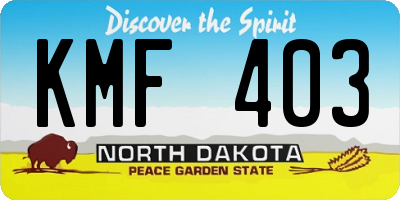 ND license plate KMF403