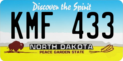 ND license plate KMF433