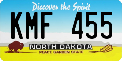 ND license plate KMF455