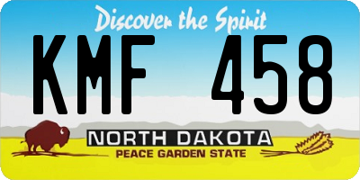 ND license plate KMF458