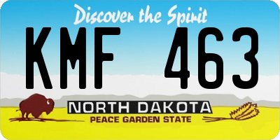 ND license plate KMF463