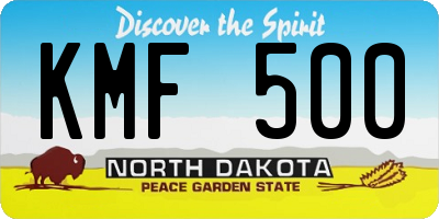 ND license plate KMF500