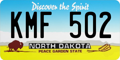 ND license plate KMF502