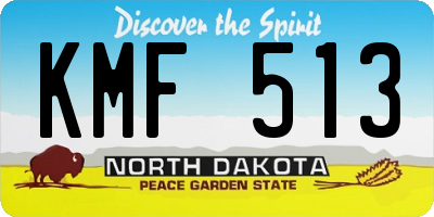 ND license plate KMF513
