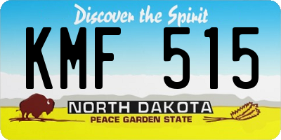 ND license plate KMF515