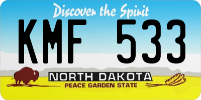 ND license plate KMF533