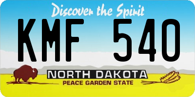 ND license plate KMF540